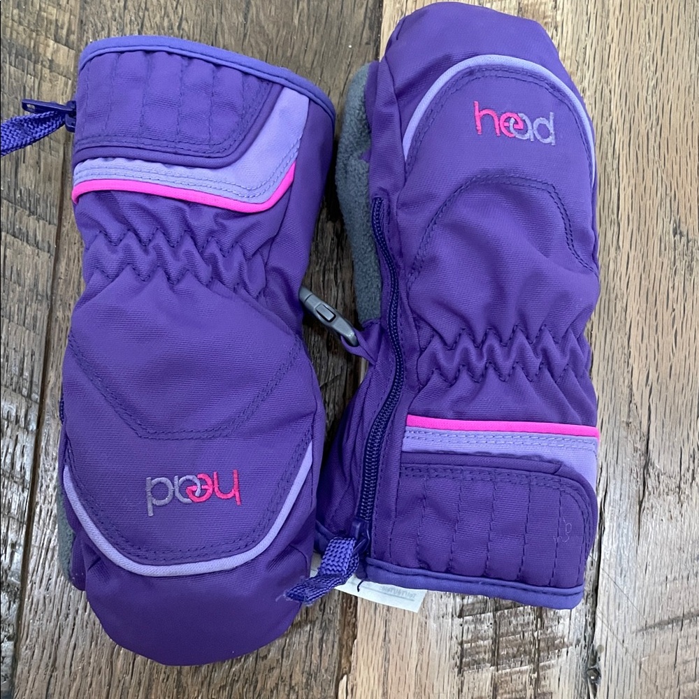 Head snow mittens gloves girl 2-3